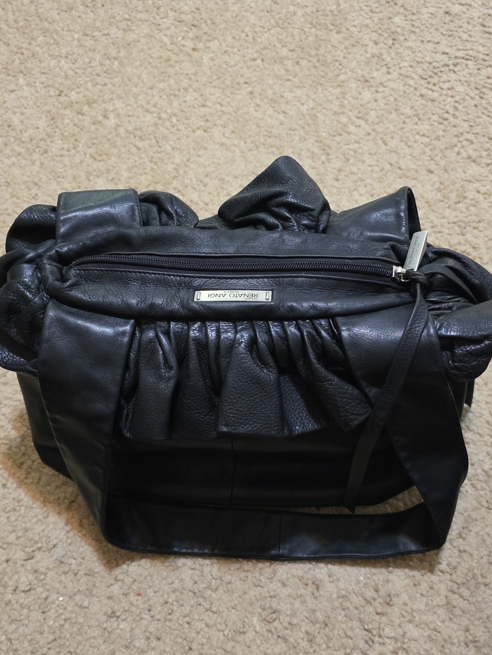 Renato Angi Black Leather Shoulder Bag